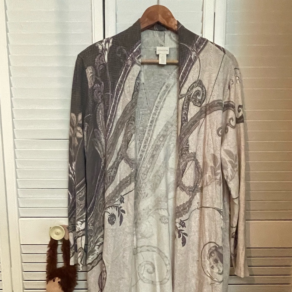 $120 Multicolor Open Cardigan Duster Sweater Chico’s ￼￼size 2P